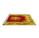 Sideview of Machine Washable Medallion Yellow Traditional Rug, wshtr3979yw