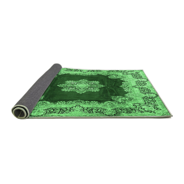 Sideview of Medallion Emerald Green Traditional Rug, tr3979emgrn