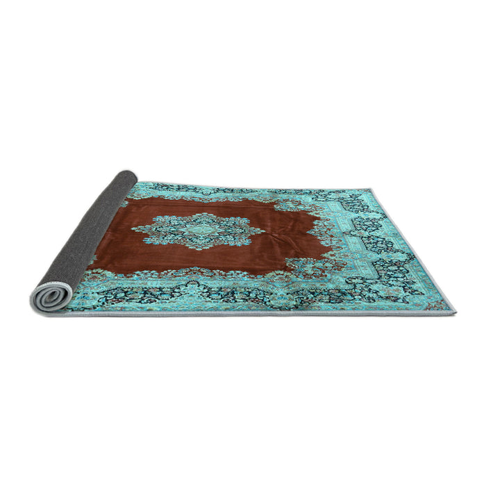 Sideview of Medallion Light Blue Traditional Rug, tr3979lblu