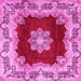 Square Machine Washable Medallion Pink Traditional Rug, wshtr3979pnk