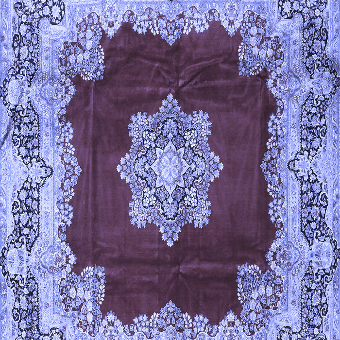 Machine Washable Medallion Blue Traditional Rug, wshtr3979blu