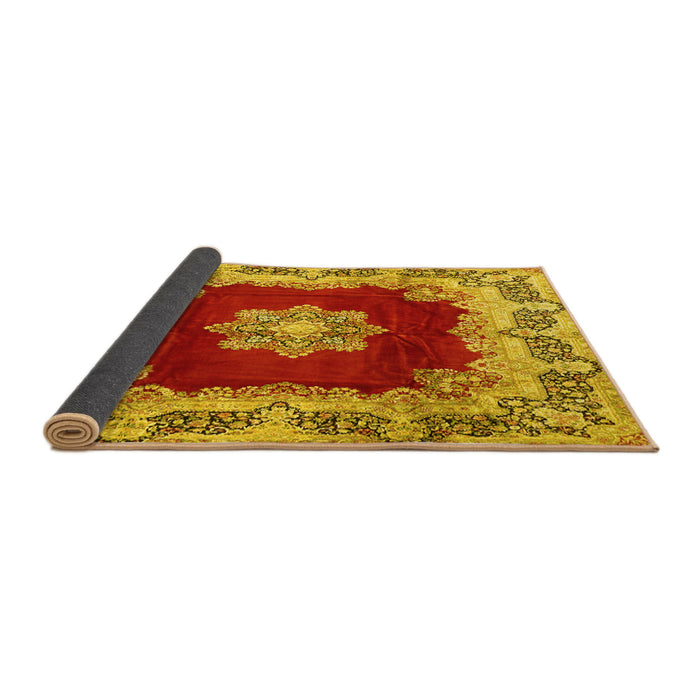 Sideview of Medallion Yellow Traditional Rug, tr3979yw