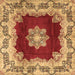 Square Machine Washable Medallion Brown Traditional Rug, wshtr3979brn