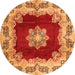 Square Medallion Orange Traditional Rug, tr3979org