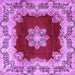 Square Machine Washable Medallion Purple Traditional Area Rugs, wshtr3979pur