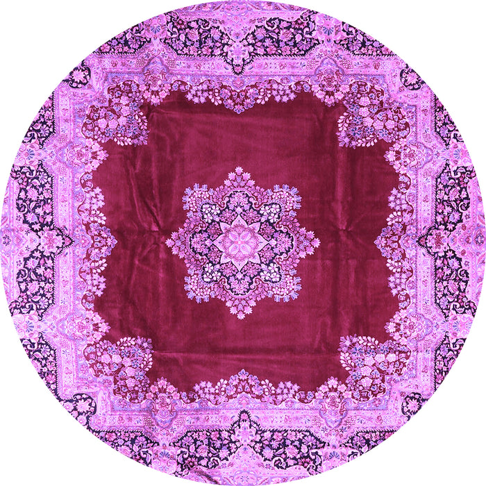 Round Medallion Purple Traditional Rug, tr3979pur