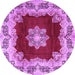 Round Medallion Purple Traditional Rug, tr3979pur