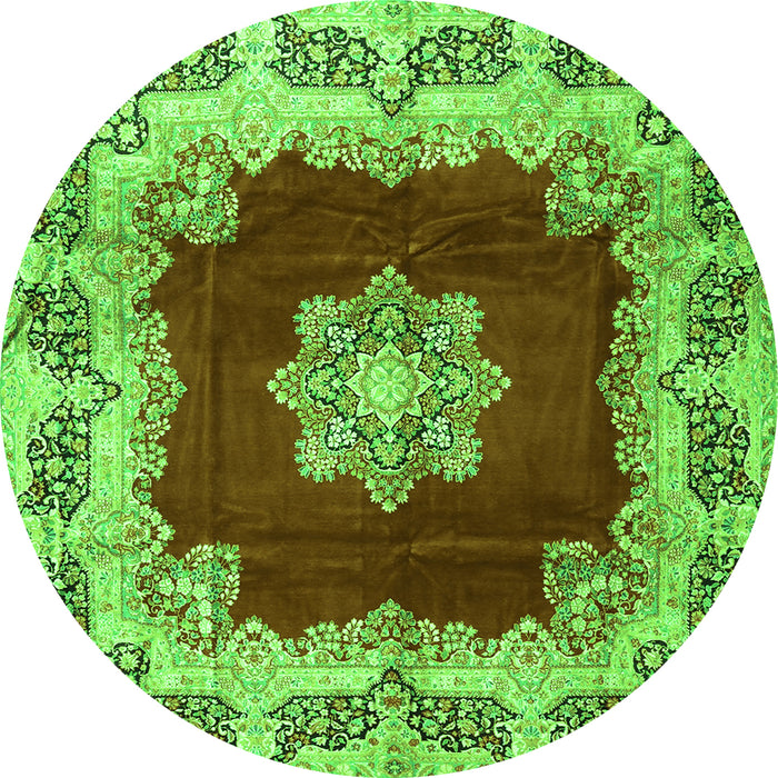 Square Medallion Green Traditional Rug, tr3979grn