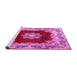 Sideview of Machine Washable Medallion Pink Traditional Rug, wshtr3979pnk