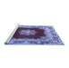 Sideview of Machine Washable Medallion Blue Traditional Rug, wshtr3979blu