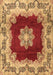 Machine Washable Medallion Brown Traditional Rug, wshtr3979brn