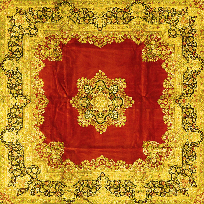 Square Medallion Yellow Traditional Rug, tr3979yw