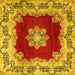 Square Medallion Yellow Traditional Rug, tr3979yw
