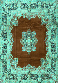 Medallion Turquoise Traditional Rug, tr3979turq