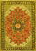 Machine Washable Medallion Yellow Traditional Rug, wshtr397yw