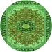 Square Medallion Green Traditional Rug, tr397grn