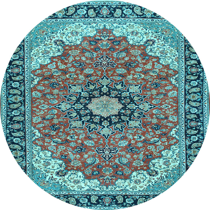Round Medallion Light Blue Traditional Rug, tr397lblu