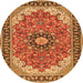 Square Medallion Orange Traditional Rug, tr397org