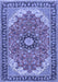 Machine Washable Medallion Blue Traditional Rug, wshtr397blu