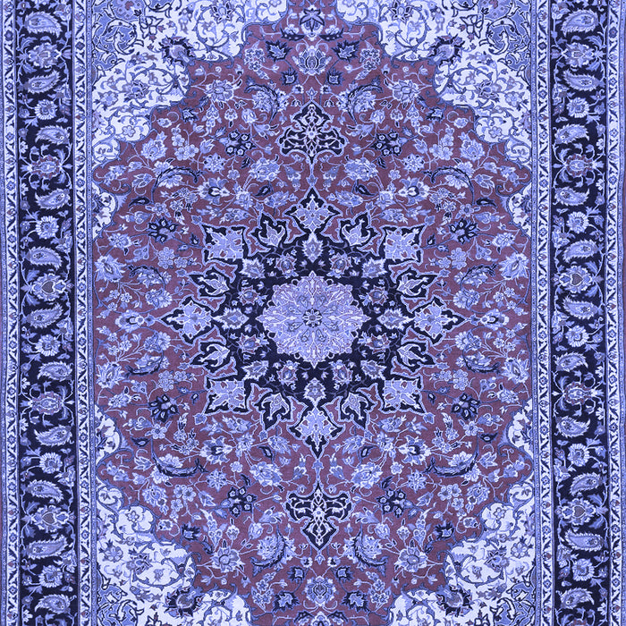 Machine Washable Medallion Blue Traditional Rug, wshtr397blu