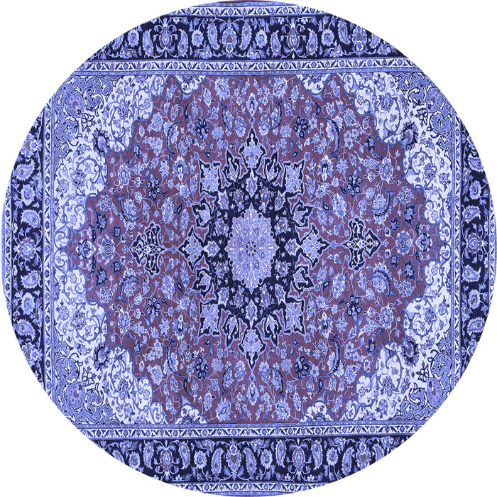 Round Medallion Blue Traditional Rug, tr397blu