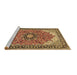 Sideview of Machine Washable Medallion Brown Traditional Rug, wshtr397brn