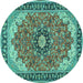 Round Medallion Turquoise Traditional Rug, tr397turq