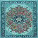 Square Medallion Light Blue Traditional Rug, tr397lblu