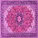 Square Machine Washable Medallion Pink Traditional Rug, wshtr397pnk