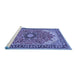 Sideview of Machine Washable Medallion Blue Traditional Rug, wshtr397blu