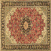 Square Medallion Brown Traditional Rug, tr397brn