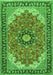 Serging Thickness of Machine Washable Medallion Green Traditional Area Rugs, wshtr397grn