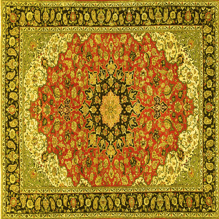Square Medallion Yellow Traditional Rug, tr397yw