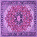 Square Machine Washable Medallion Purple Traditional Area Rugs, wshtr397pur