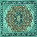 Square Medallion Turquoise Traditional Rug, tr397turq