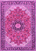 Machine Washable Medallion Pink Traditional Rug, wshtr397pnk