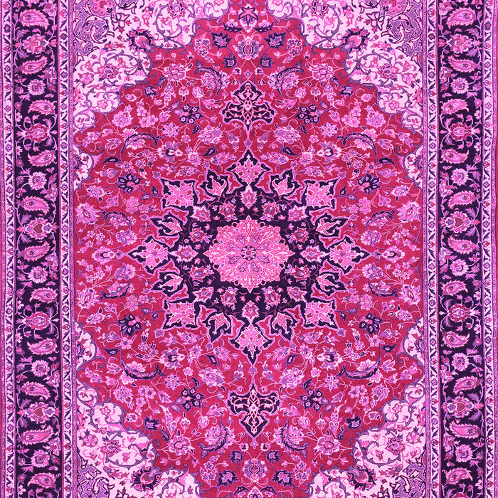 Machine Washable Medallion Pink Traditional Rug, wshtr397pnk
