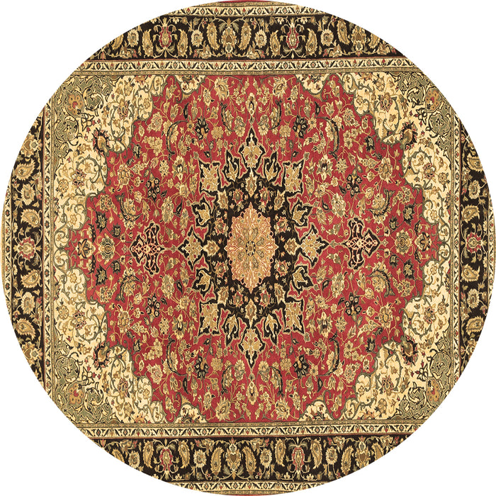 Round Medallion Brown Traditional Rug, tr397brn