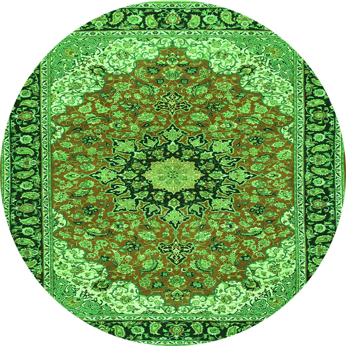 Machine Washable Medallion Green Traditional Area Rugs, wshtr397grn