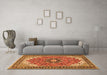 Machine Washable Medallion Orange Traditional Area Rugs in a Living Room, wshtr397org