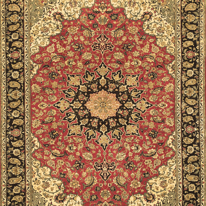 Machine Washable Medallion Brown Traditional Rug, wshtr397brn