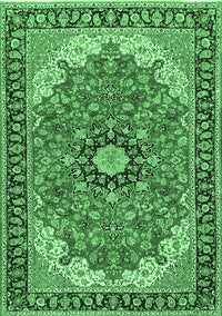 Medallion Emerald Green Traditional Rug, tr397emgrn