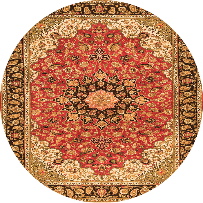 Machine Washable Medallion Orange Traditional Area Rugs, wshtr397org