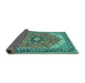 Sideview of Medallion Turquoise Traditional Rug, tr397turq