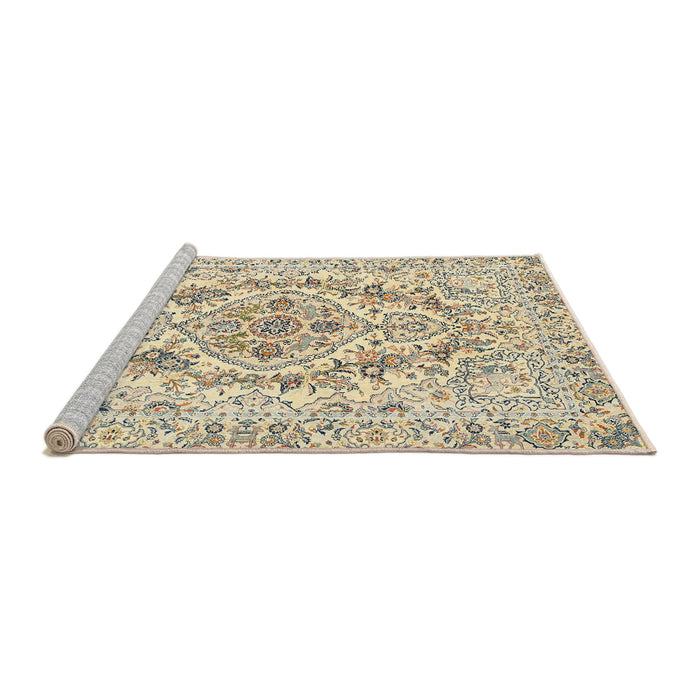 Sideview of Machine Washable Traditional Dark Almond Brown Rug, wshtr398