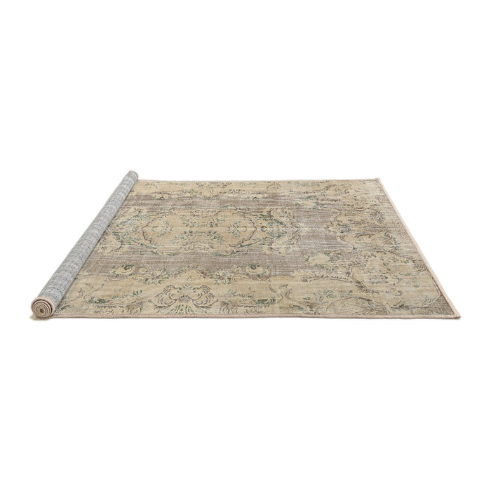 Sideview of Machine Washable Traditional Deep Peach Orange Rug, wshtr3980