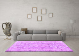 Machine Washable Persian Purple Traditional Area Rugs in a Living Room, wshtr3980pur