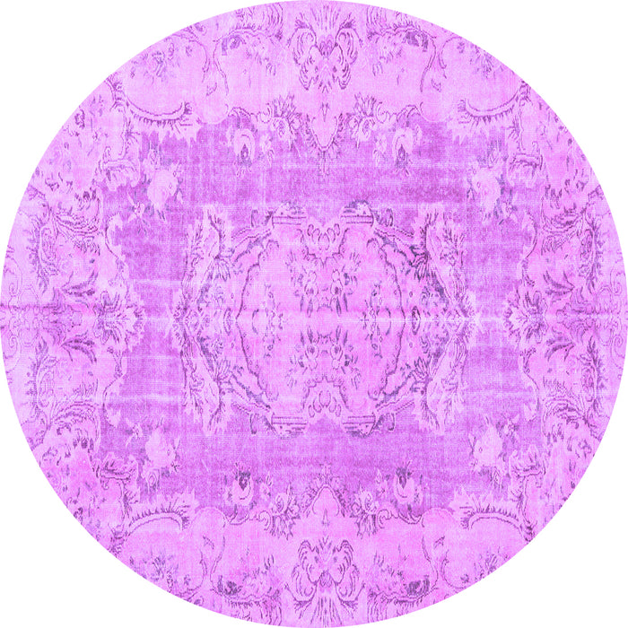 Round Machine Washable Persian Purple Traditional Area Rugs, wshtr3980pur