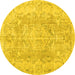 Round Machine Washable Persian Yellow Traditional Rug, wshtr3980yw