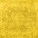 Square Machine Washable Persian Yellow Traditional Rug, wshtr3980yw